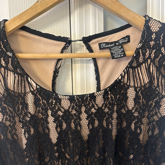 Rachel & Chloé Black Lace Nude Illusion Maxi Dress – Size M - Picture 2 of 10